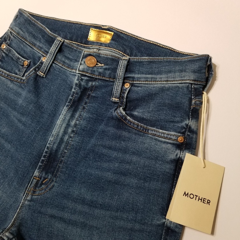NWT MOTHER High Waisted Rider Ankle Step Fray in Over The Top Straight Jeans 27 - Picture 10 of 16